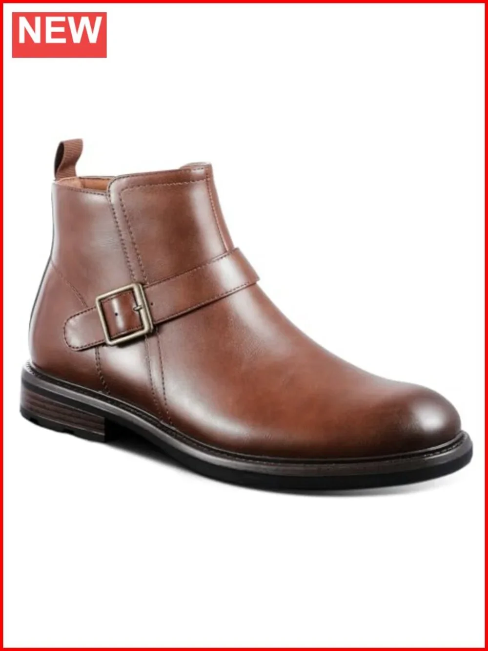 Men's Faux Leather Motorcycle Style Ankle Boots with Side Zipper
